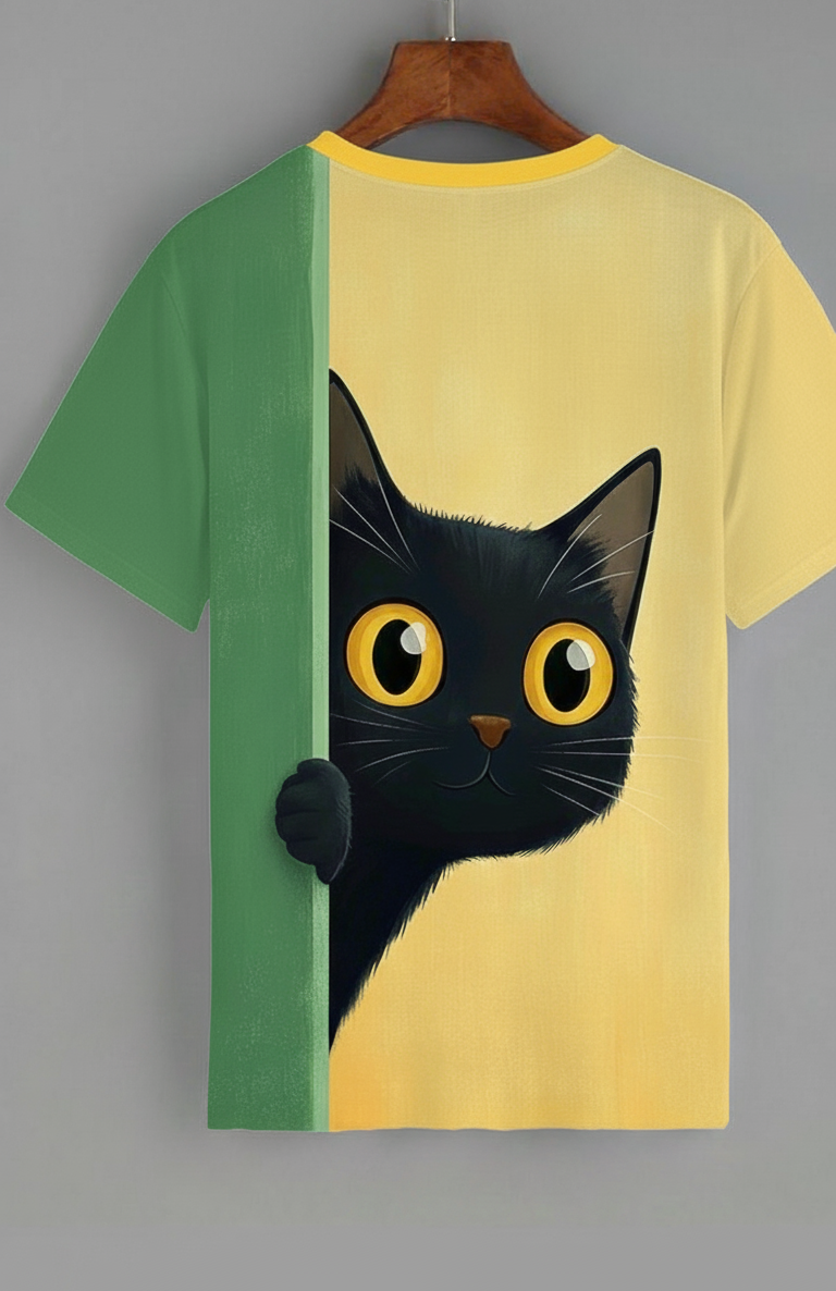 Cute Cat Probe Cat Vintage Print Casual Unisex AOP Oversized Tee