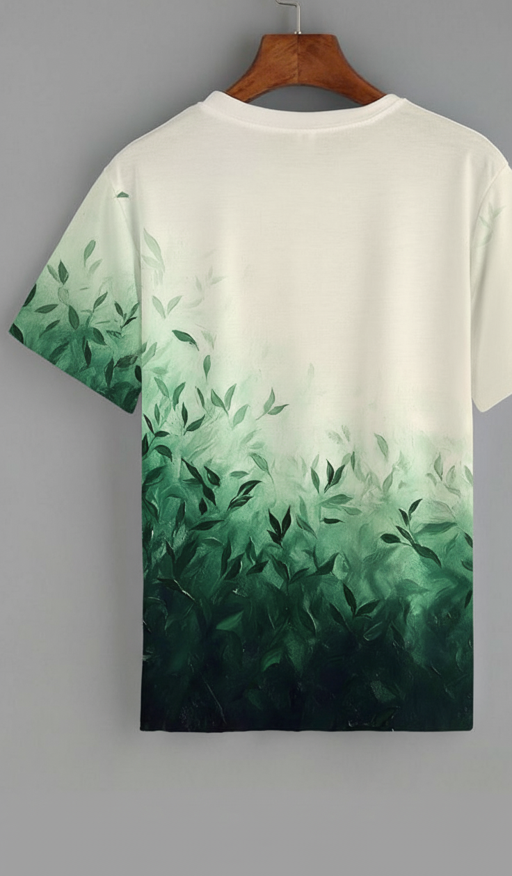 Vintage Abstract Leaf Art Print Casual Unisex AOP Oversized Tee