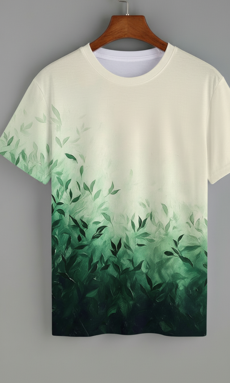 Vintage Abstract Leaf Art Print Casual Unisex AOP Oversized Tee