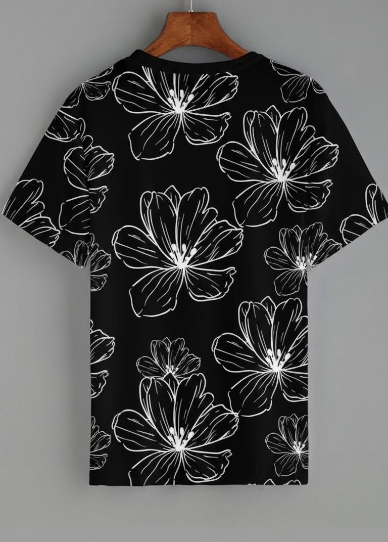 Retro Dawn Gradient Broken Flowers Art Print Casual Unisex AOP Oversized Tee